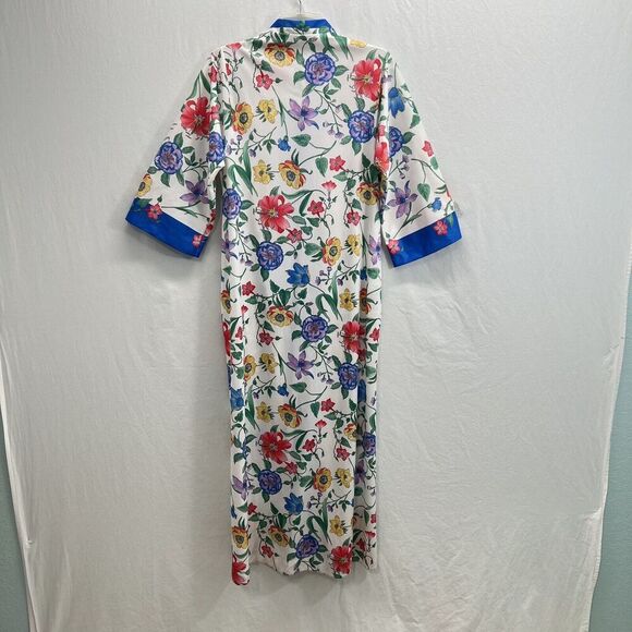 Vtg Evelyn Pearson Robe Size S / M Front Zip Floral Kimono Sleeve Union Made 70’ - Picture 6 of 11